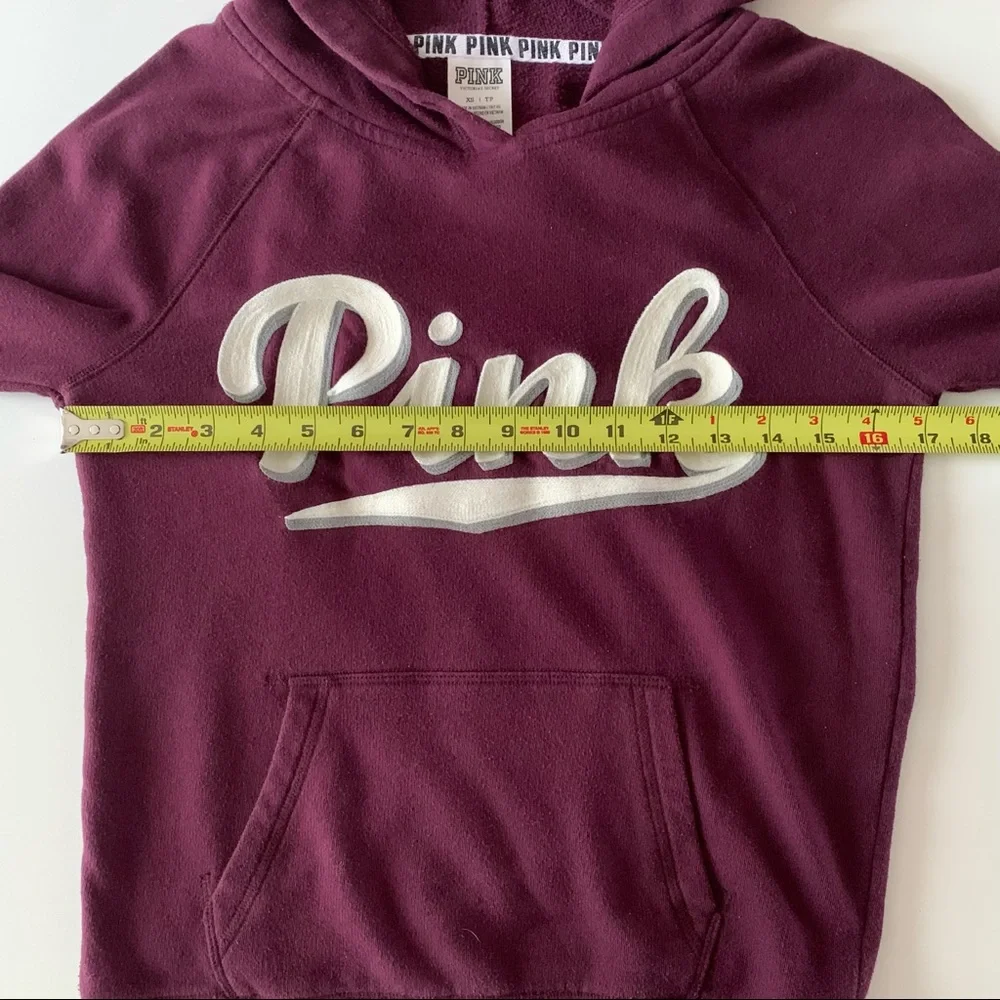 PINK Victoria’s Secret embroidered logo hoodie burgundy size extra small - Picture 6 of 7
